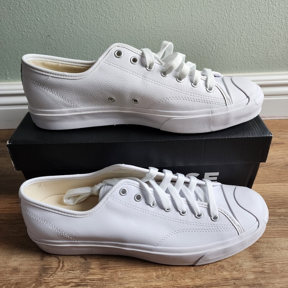 New Men’s Converse Jack Purcell Leather Sneakers - All White - Size 11.5 - Picture 4 of 10